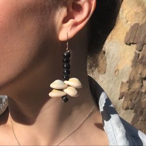 Cowry Shell and Pony Bead Earrings